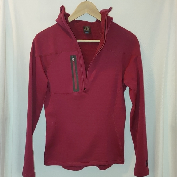 Eddie Bauer First Ascent Half Quarter Zip Grid Fleece Pullover Hooded Pink XS - Picture 3 of 9